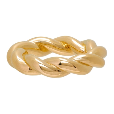 Shop Bottega Veneta Gold Twist Ring In 8120 Yellow Gold