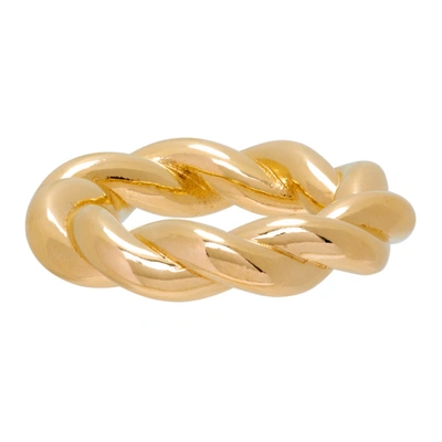 Shop Bottega Veneta Gold Twist Ring In 8120 Yellow Gold