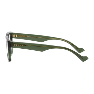 Shop Gucci Green Transparent Square Shiny Glasses In 003 Green