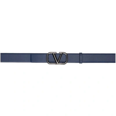 Shop Valentino Navy Vlogo Belt In I02 Indigo