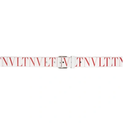 Shop Valentino White & Red 'vltn' Belt In Cg9 Bianco Ottico-ro
