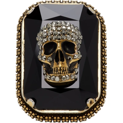 Alexander Mcqueen Men's Skull Jeweled Cocktail Ring In Gold | ModeSens