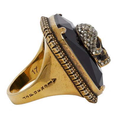 Shop Alexander Mcqueen Gold Jewelled Skull Ring In 5080 0448+jet+cryst.