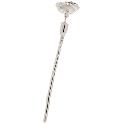 Shop Alan Crocetti Silver Rose Single Earring In Rhodium