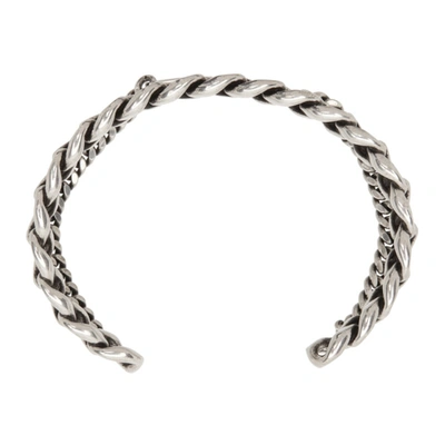 Shop Saint Laurent Silver Gourmette Cuff Bracelet In 8142 Argent Oxyde