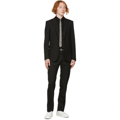 Shop Saint Laurent Black & Grey Lightening Narrow Tie In 9160 Off White/black