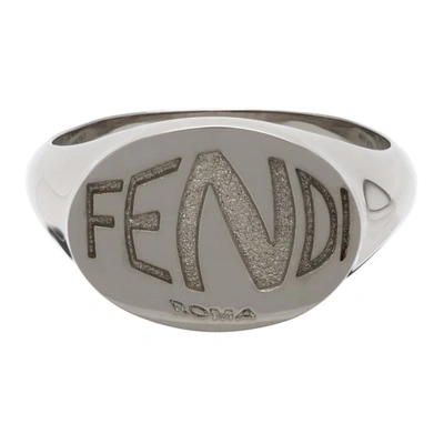 Shop Fendi Silver Fish-eye Ring In F0th0 Palla