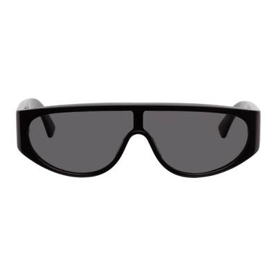 Shop Bottega Veneta Black & Gold Shield Sunglasses In 001 Black