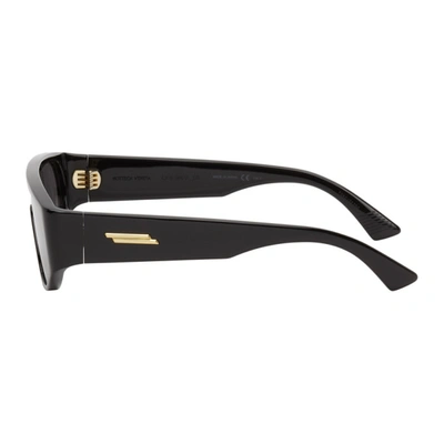 Shop Bottega Veneta Black & Gold Shield Sunglasses In 001 Black