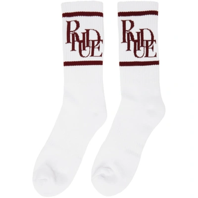 Shop Rhude White & Red Scramble Logo Sock In White/maroon0500