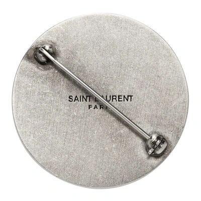 Shop Saint Laurent Silver & Black 'rude Boys' Pin In 1073 Arg Oxy/black