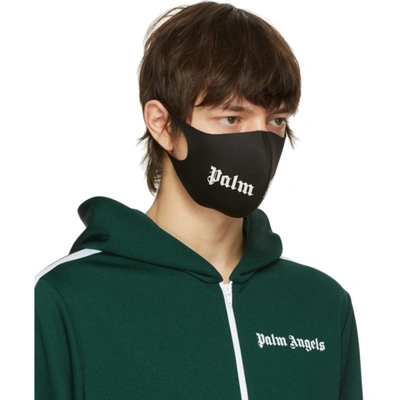 Shop Palm Angels Black Logo Mask In Black White