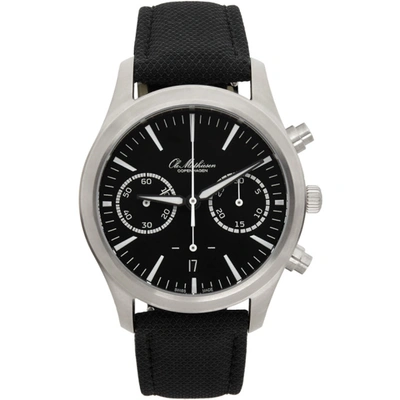 Shop Ole Mathiesen Silver 1919 Sportivo Watch In Balck Strap