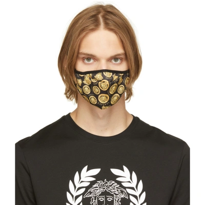 Shop Versace Black & Gold Medusa Mask In 5b000 Blgld