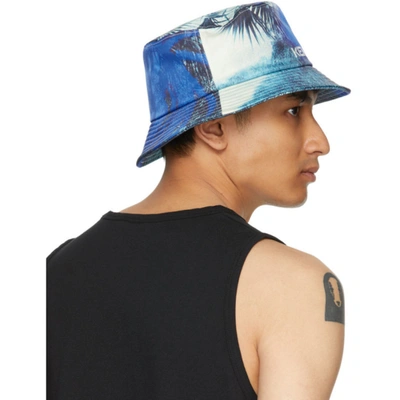 Shop Kenzo Blue High Summer Tropical Graffiti Bucket Hat In Multi