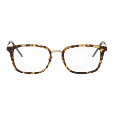 Shop Saint Laurent Gold & Tortoiseshell Sl 452 F Slim Glasses