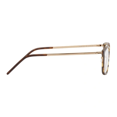 Shop Saint Laurent Gold & Tortoiseshell Sl 452 F Slim Glasses