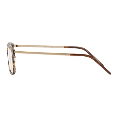 Shop Saint Laurent Gold & Tortoiseshell Sl 452 F Slim Glasses