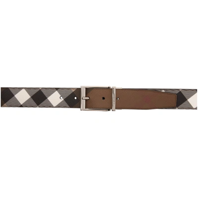 Check and Leather Reversible Belt in Dark Birch Brown/black - Men |  Burberry® Official