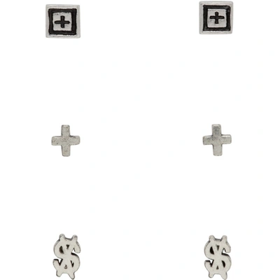 Shop Ksubi Silver Dripps Box Cross Earring Set