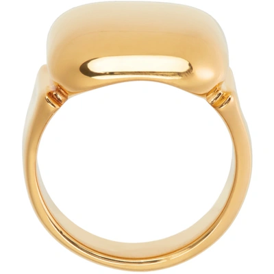 Shop Bottega Veneta Gold Square Signet Ring In 8120 Yellow Gold