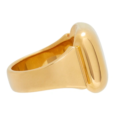 Shop Bottega Veneta Gold Square Signet Ring In 8120 Yellow Gold