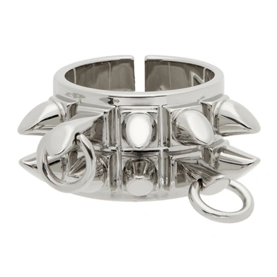 Shop Givenchy Silver G Stud Ring In 040-silvery