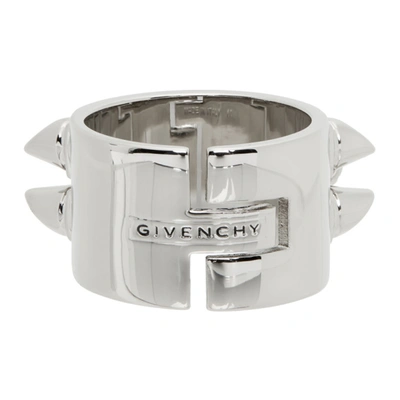 Shop Givenchy Silver G Stud Ring In 040-silvery