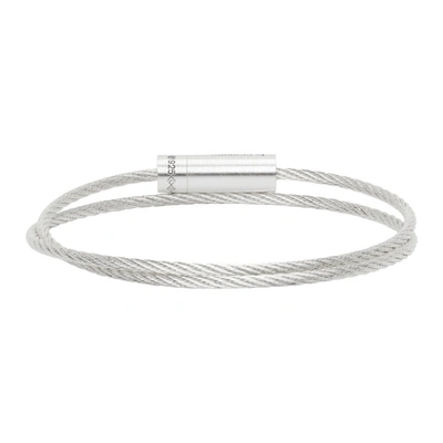 Shop Le Gramme Silver Slick Brushed 'le 9 Grammes' Double Turn Cable Bracelet