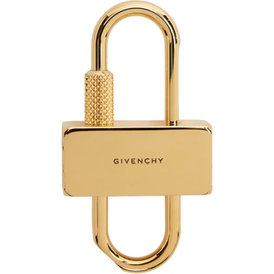 Shop Givenchy Gold U Padlock Keychain In 710-golden Yellow