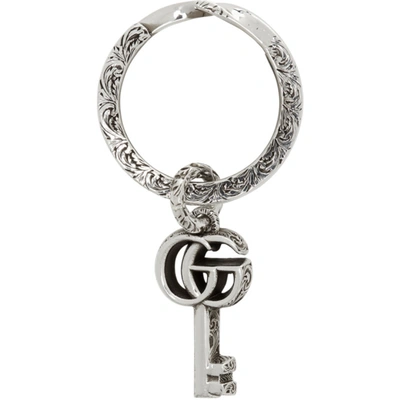 Shop Gucci Silver Marmont Keychain In Black