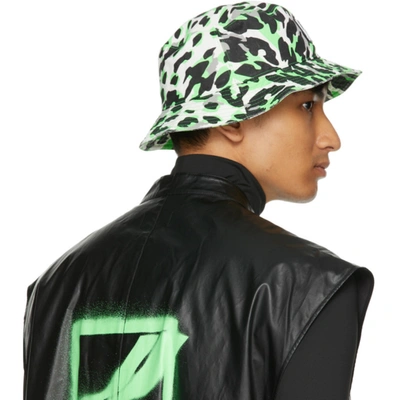Shop We11 Done Green Leopard Bucket Hat In Neon Green