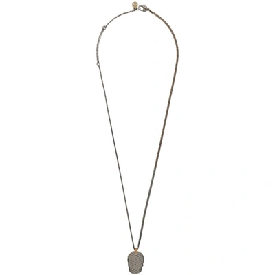 Shop Alexander Mcqueen Gunmetal & Gold Skull Tag Necklace In 1496 A.silver/a.gold