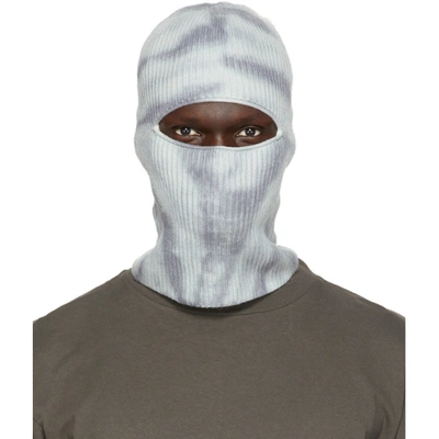 Shop John Elliott Blue Wool & Cashmere Tie-dye Balaclava In Sage Tie-dye