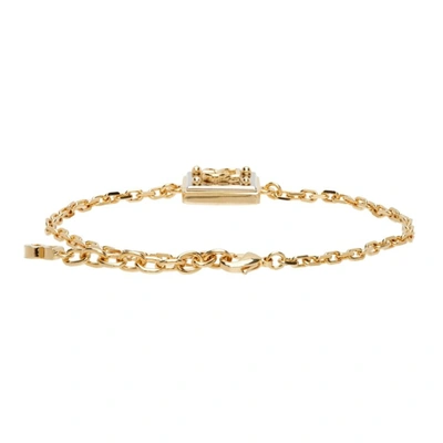 Shop Dolce & Gabbana Gold & Silver Logo Pendant Bracelet In 87562 Bicolore