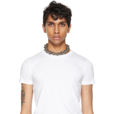 Shop Alyx Silver Leather Details Chunky Chain Necklace In Gry0002 Silver