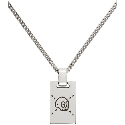 Shop Gucci Silver Trouble Andrew Edition 'ghost' Necklace