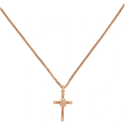 Shop Emanuele Bicocchi Ssense Exclusive Rose Gold Skull Cross Pendant Necklace