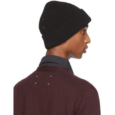 Shop Maison Margiela Black Wool Beanie In 900f Black