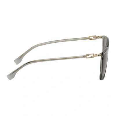 Shop Fendi Grey Square 'ff' Sunglasses In 0kb7 Grey