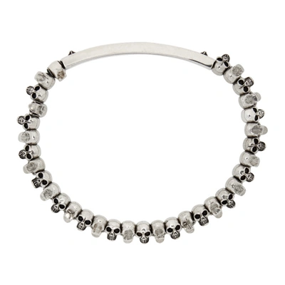 Shop Alexander Mcqueen Silver Skull Bracelet In 0446 Mcq0911sil.v.b