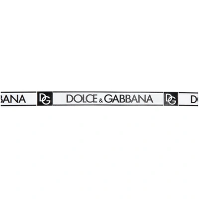 Shop Dolce & Gabbana White Logo Tape Belt In 89697 White