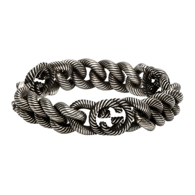 Shop Gucci Silver Interlocking G Bracelet