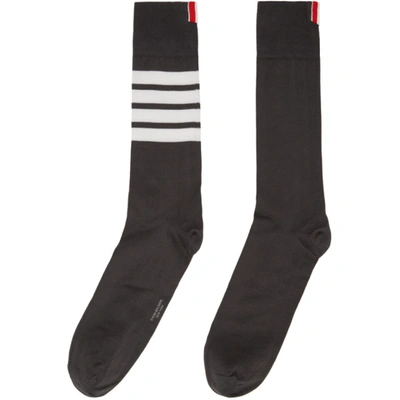 Shop Thom Browne Grey 4-bar Socks In 025 Dkgrey