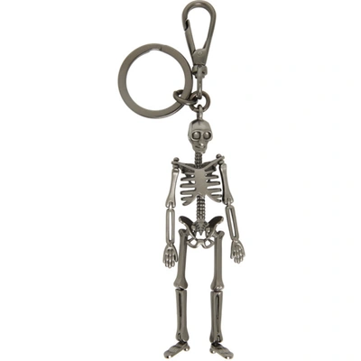 Shop Alexander Mcqueen Gunmetal Skeleton Keychain In 1102 Gunmet