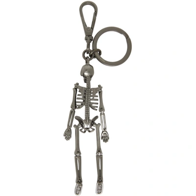 Shop Alexander Mcqueen Gunmetal Skeleton Keychain In 1102 Gunmet