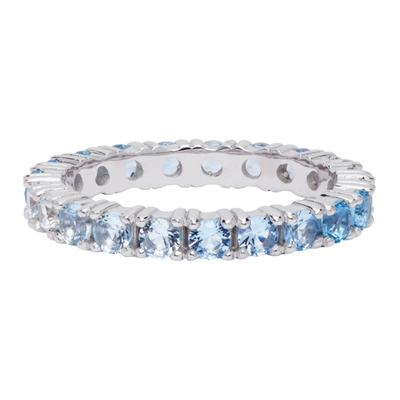 Shop Hatton Labs Ssense Exclusive Silver & Blue Topaz Eternity Ring In Grad Blue