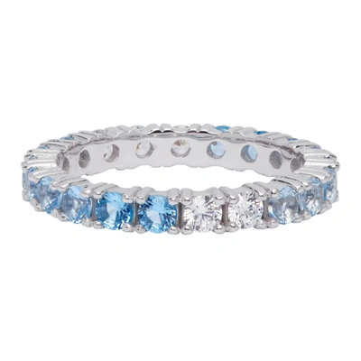 Shop Hatton Labs Ssense Exclusive Silver & Blue Topaz Eternity Ring In Grad Blue