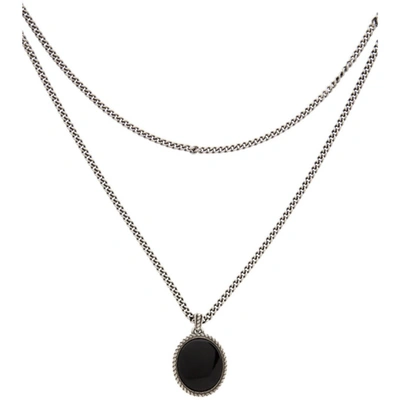 Shop Alexander Mcqueen Silver Double Layer Chain Necklace In 1060 A.silver/black