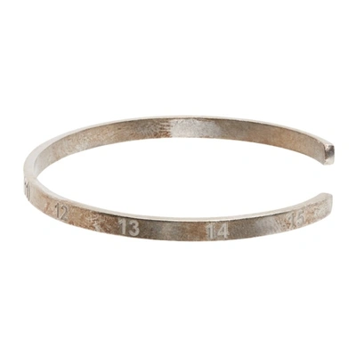 Shop Maison Margiela Silver Semi-polished Numbers Bracelet In 951 Palladio Semi Po